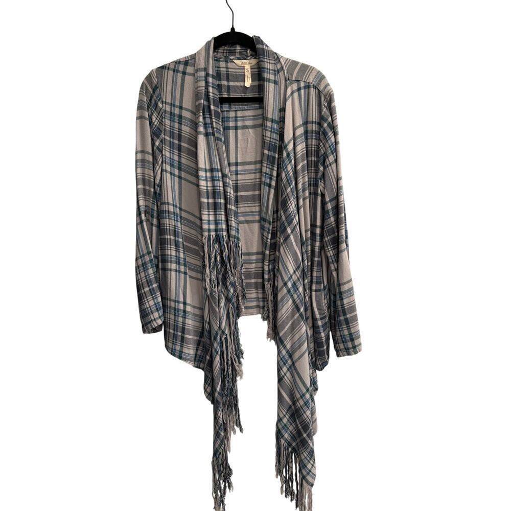 Matilda Jane Size Medium M Blue Plaid Moments With You Form a Line Wrap Jacket